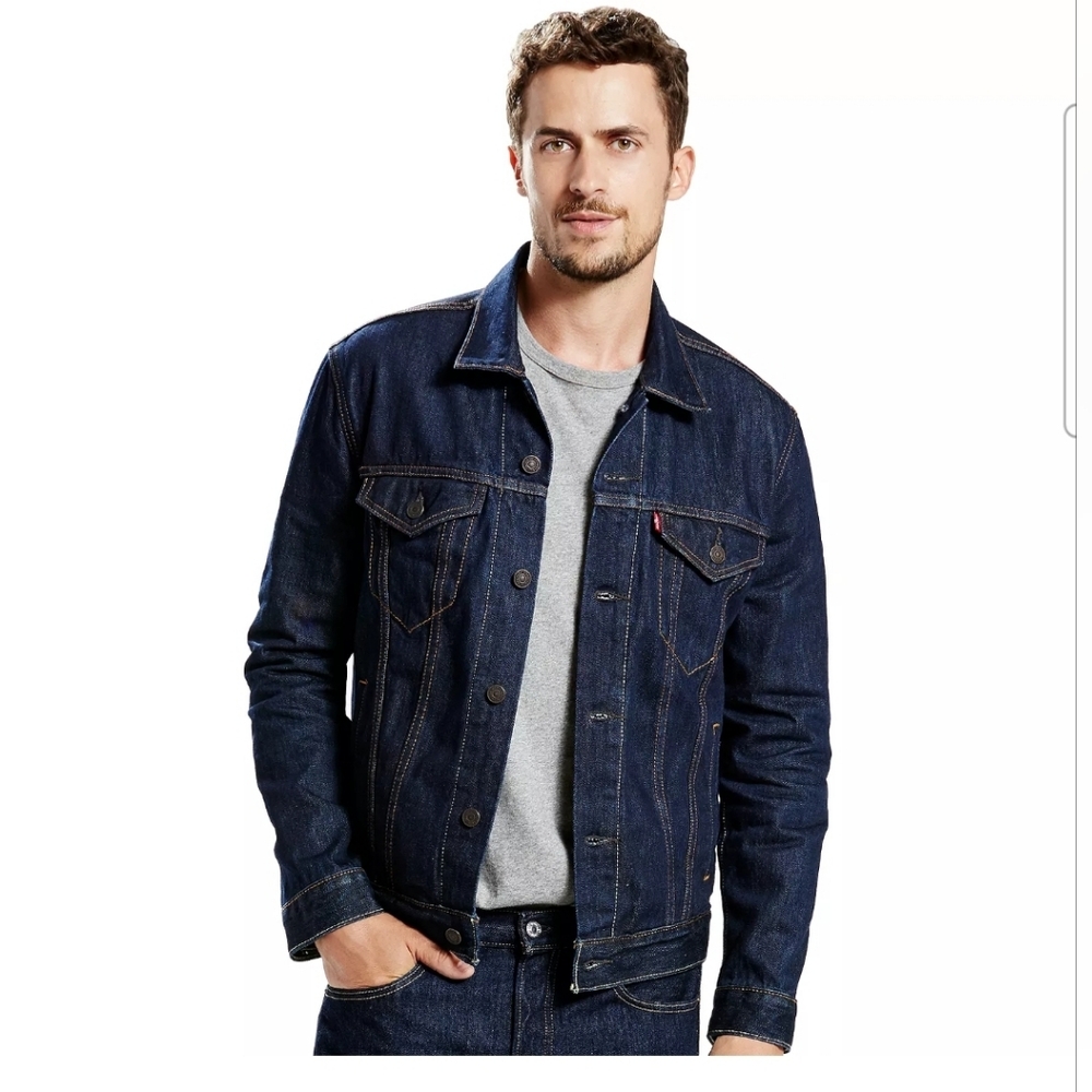 Levi's Men's Trucker Denim Jacket Medium Dark Wash Spring Casual Coat Light